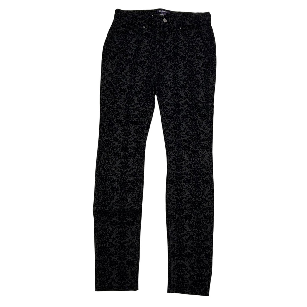 Romans Black Damask Velvet Feel Skinny Stretch Pants Women's Size 12W NEW NWT‎